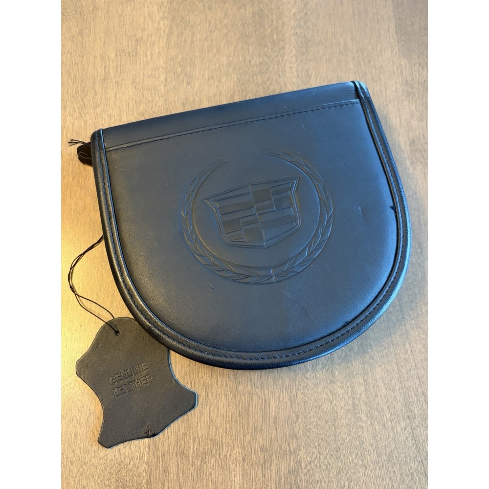 Cadillac Embossed Black Leather Zippered DVD Case 12 CD Holder